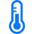 Icon von Thermometer in Blau