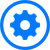 Icon von Zahnrad in Blau Umrundet