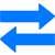 Icon von zwei pfeilen in verschiedene richtungen in Blau